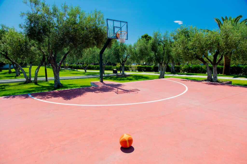basketball court at outdoor in tropical area in summertime. Greece