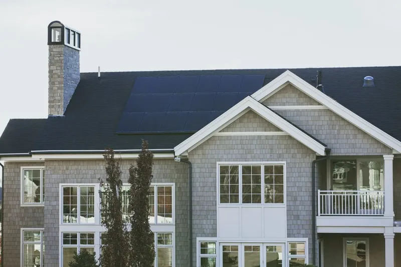 dark roof top with solar panels
