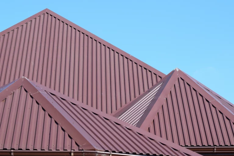 brown metal sheet roof of the house
