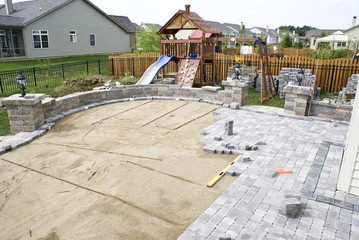 Patio stones being laid on a new project