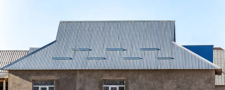 house roof with galvanized metal roof