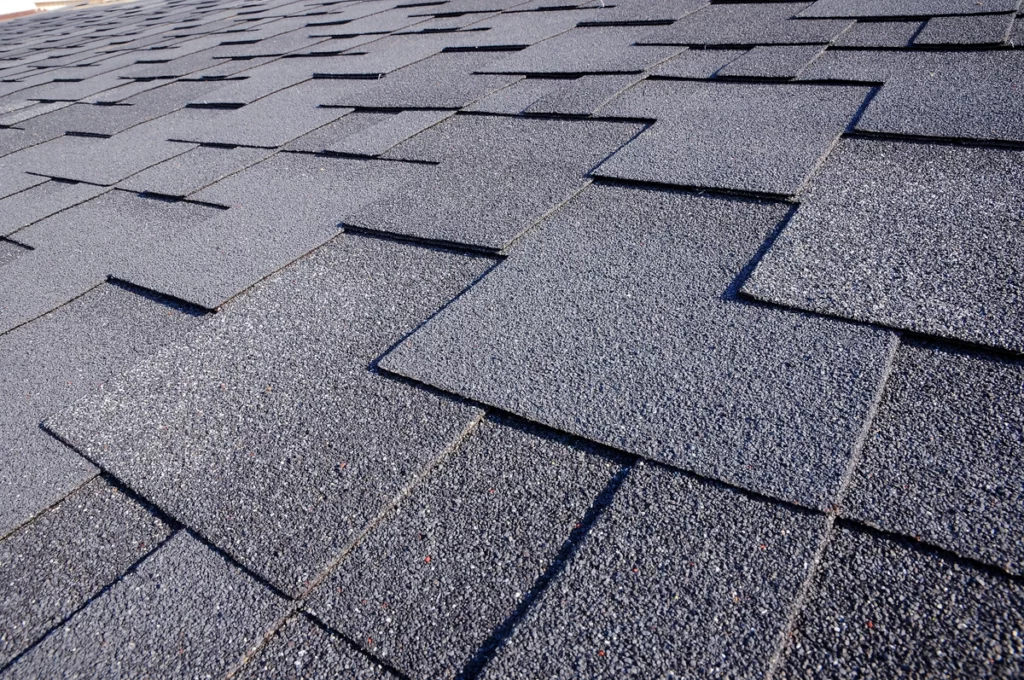 Closeup of GAF impact resistant roof shingles