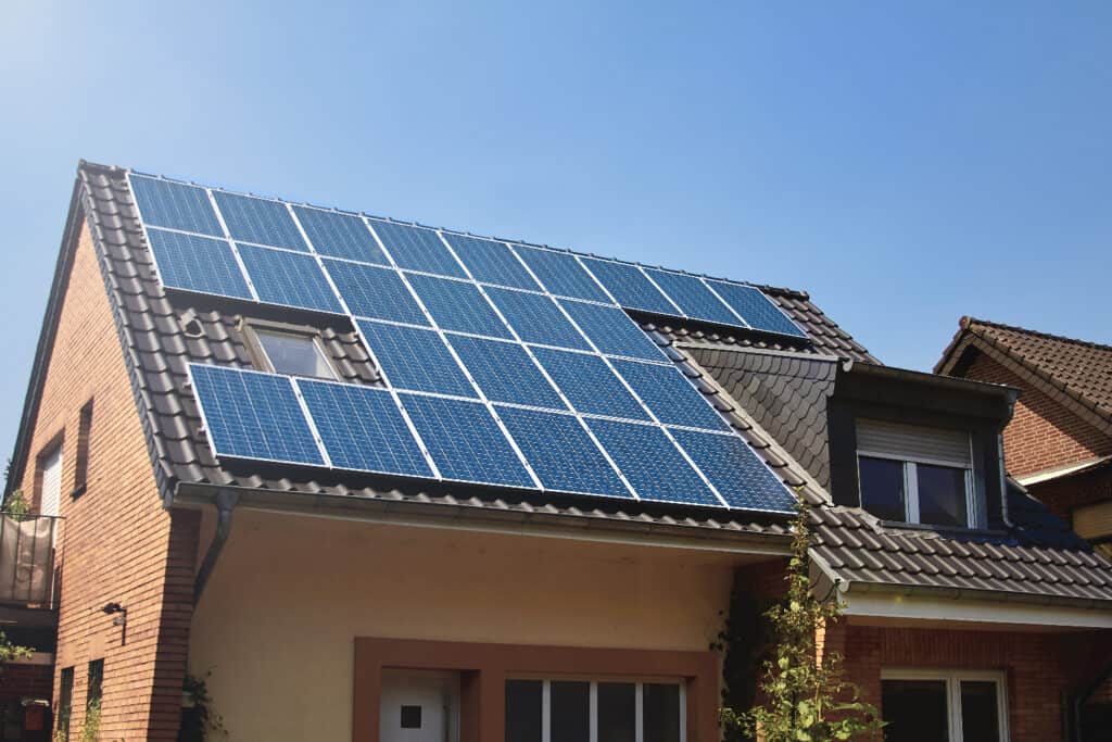 Solar roof on a house